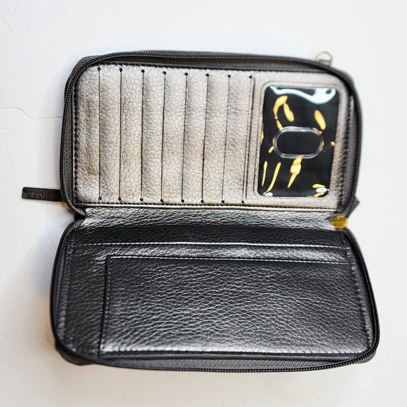Buxton Double Zip Organizer Women's Wallet Clutch in Gunmetal Silver Est 1899 - Picture 5 of 9